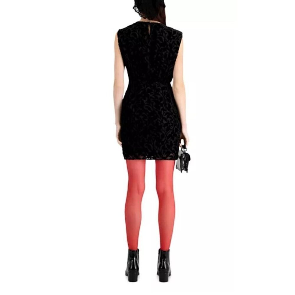 The Kooples Short Black Devore Velvet Dress Size S Cocktail - Picture 4 of 16